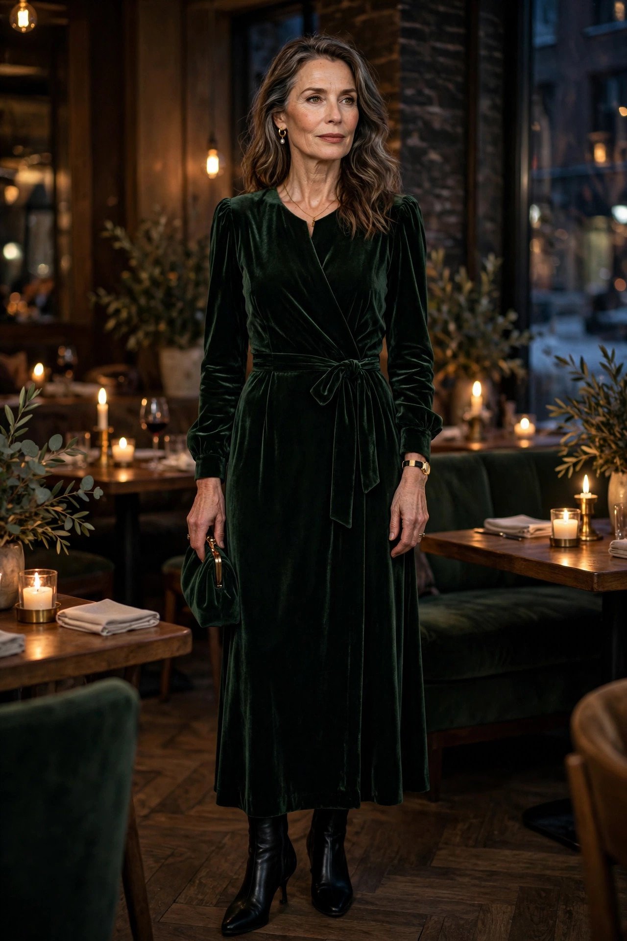 Velvet outfit for a winter date night