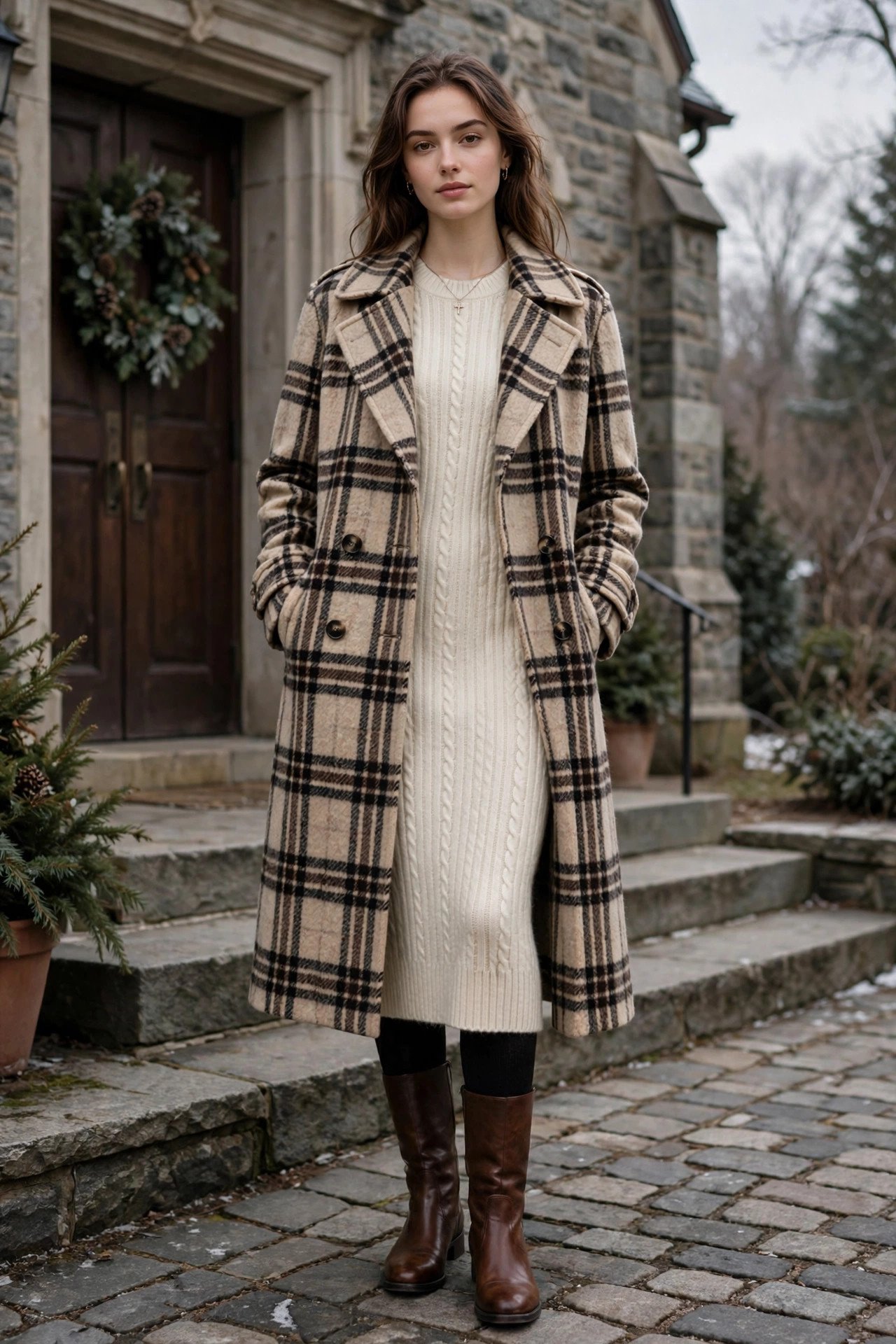 Fashionable woman in a stylish outfit and coat