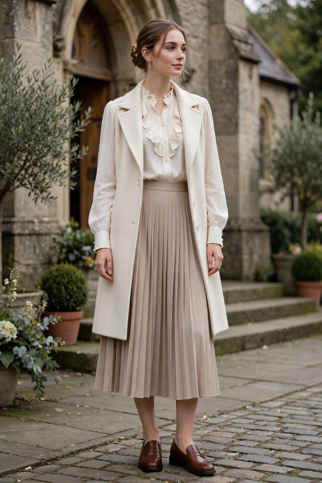 Woman in an elegant winter coat outfit
