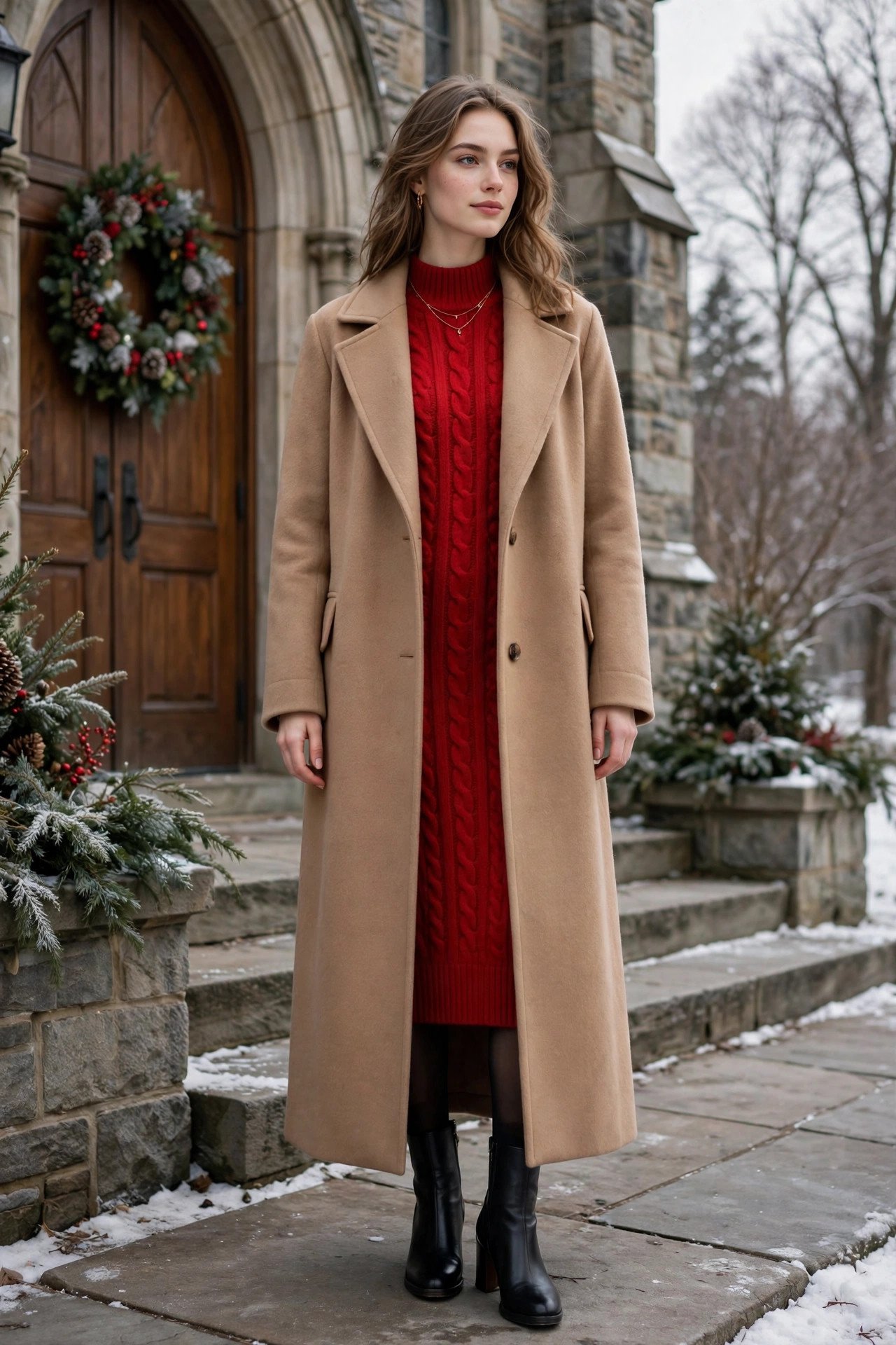Woman in a cold-weather jacket outfit
