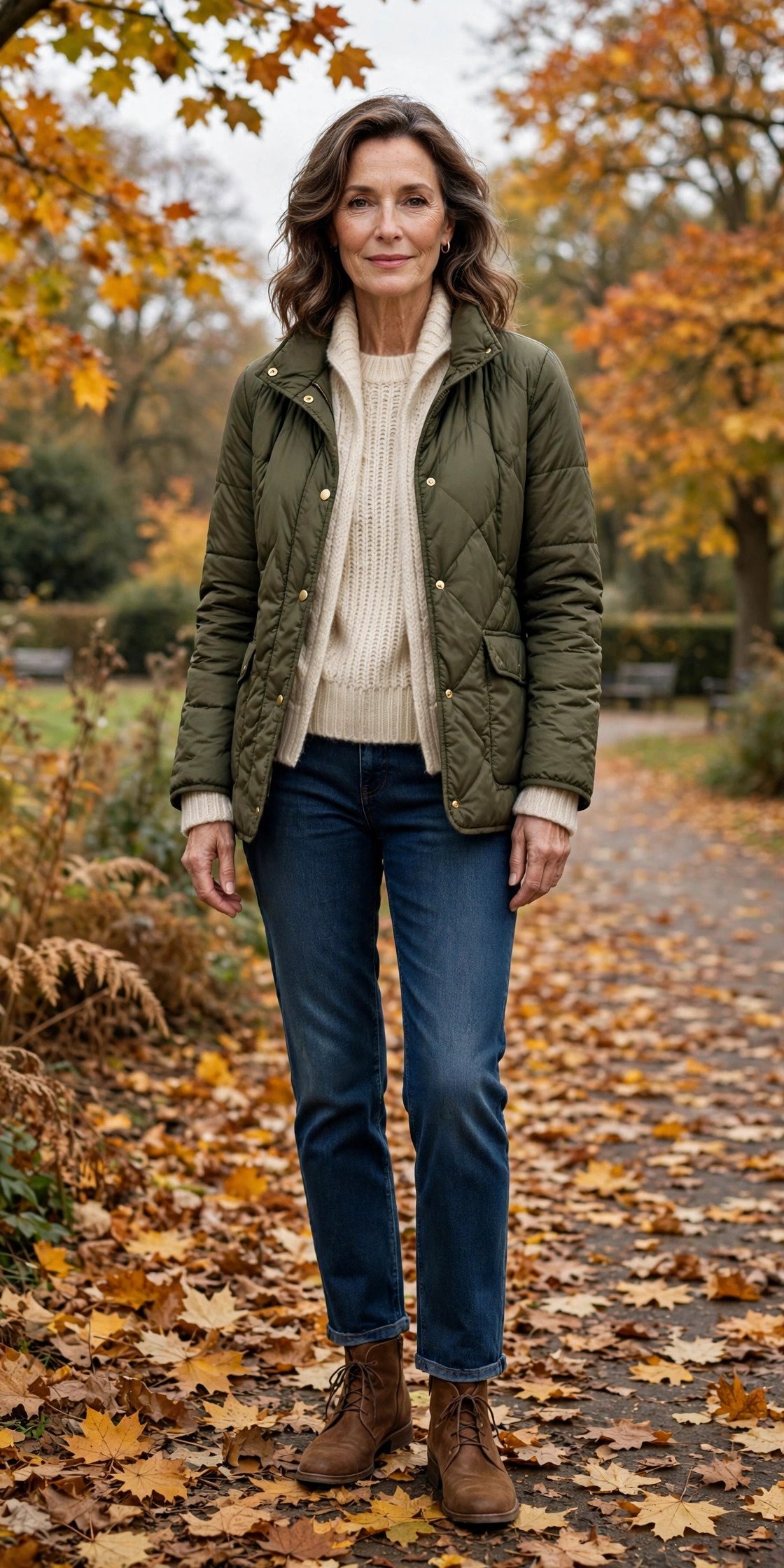Casual-chic layered fall outfit for women over 50