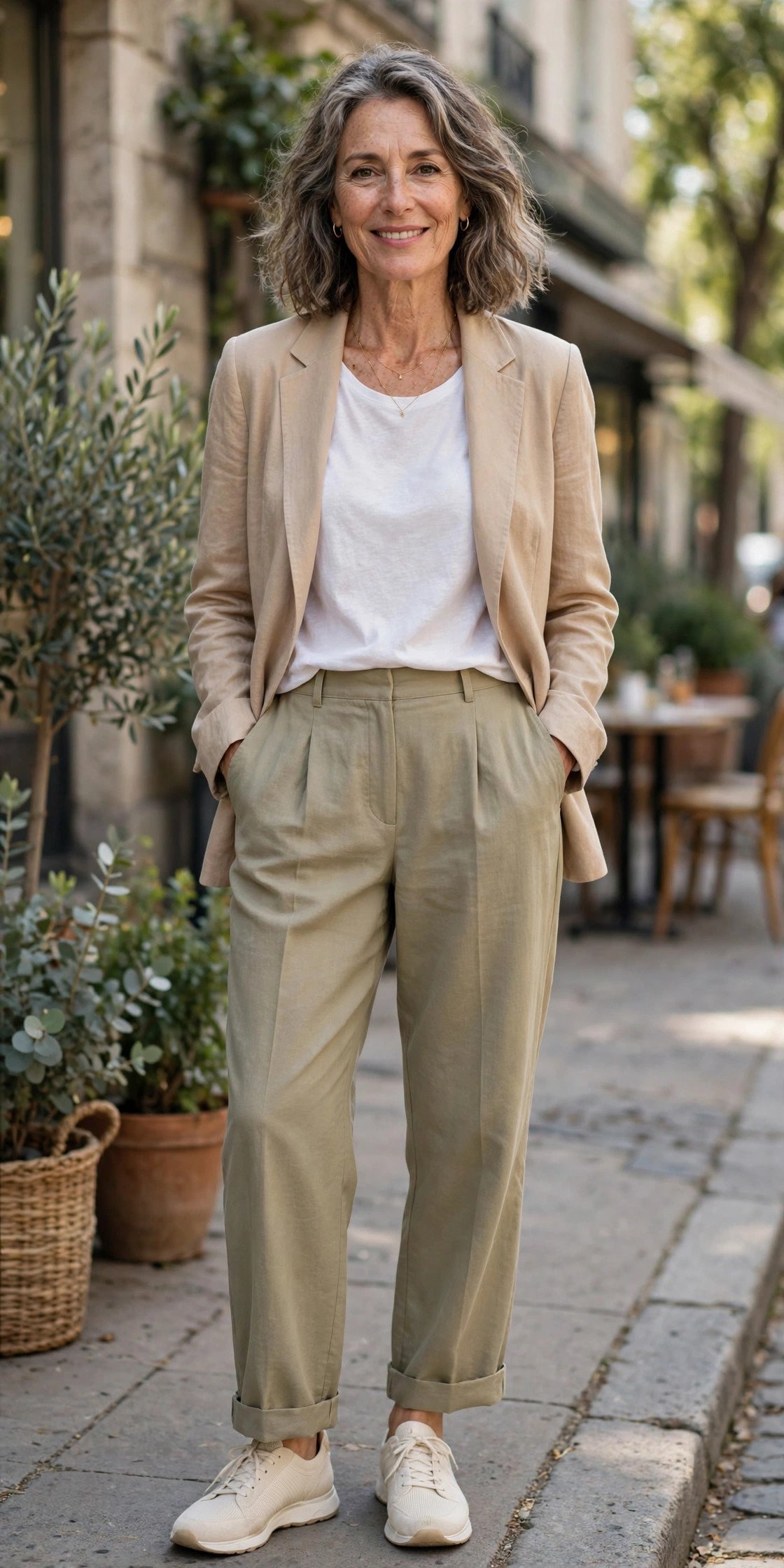 Business-casual fall outfit for women over 60