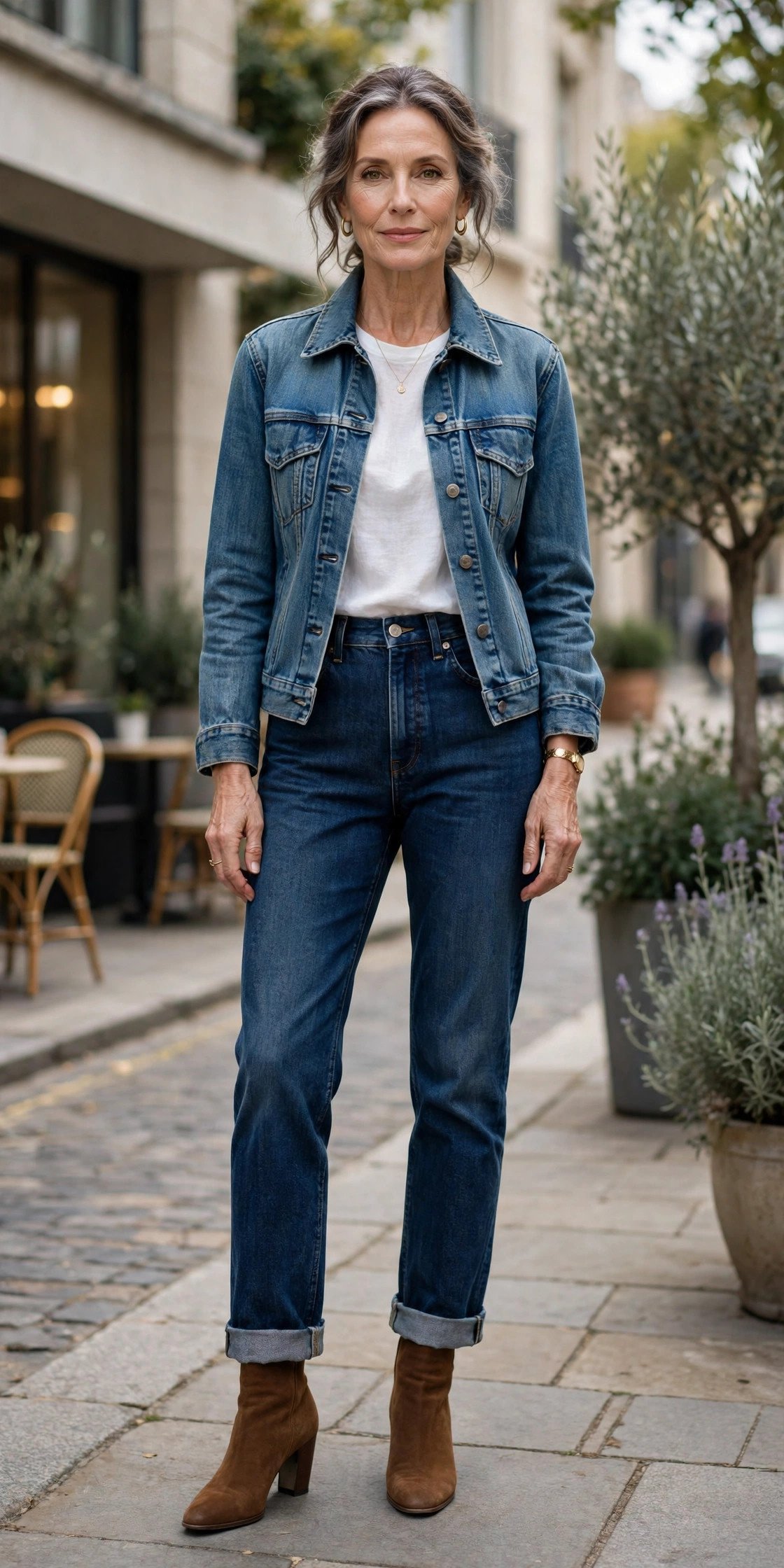 Perfect casual denim outfit for women over 50