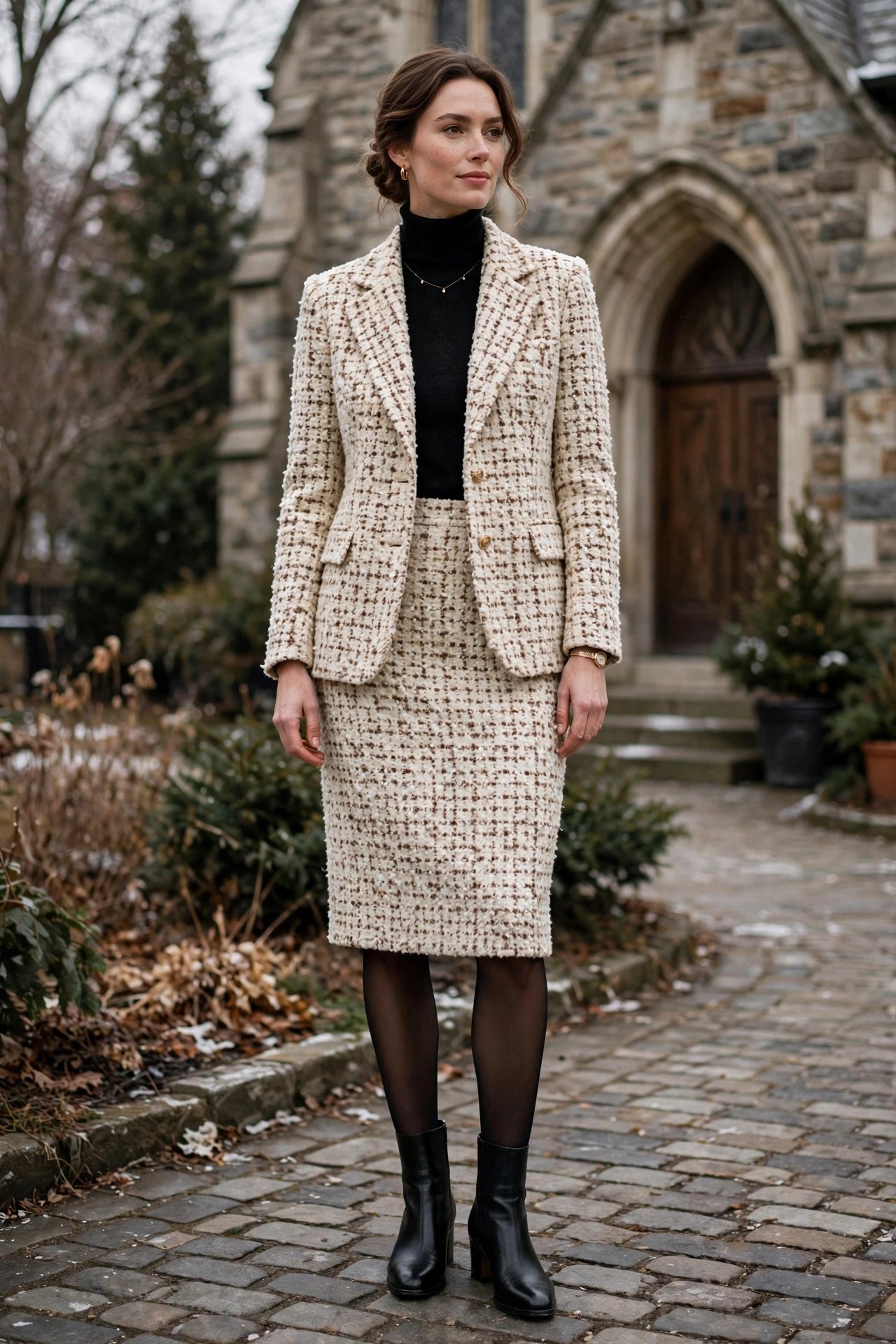 Tweed blazer with matching skirt
