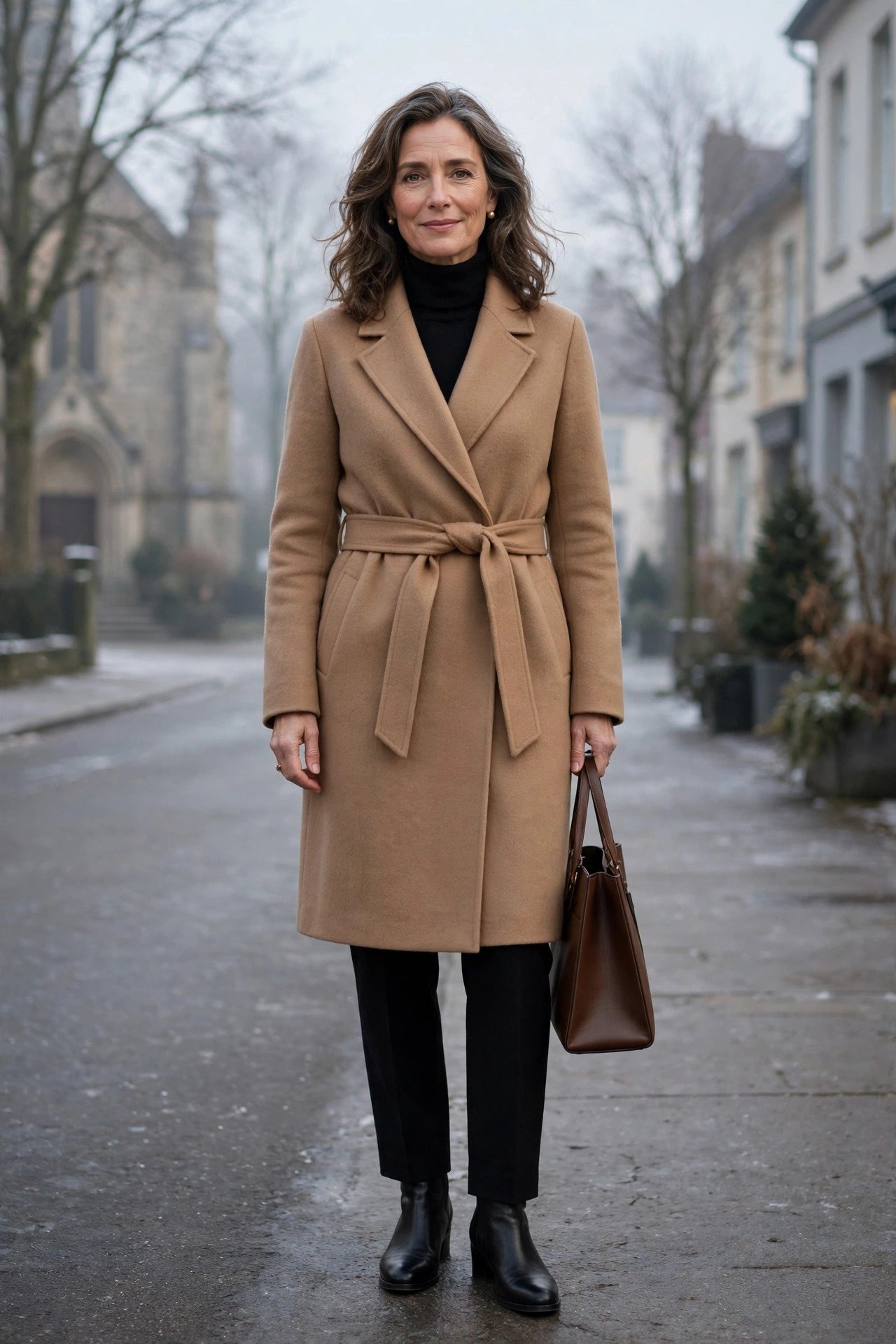 Layered cashmere turtleneck for cold Sunday morning