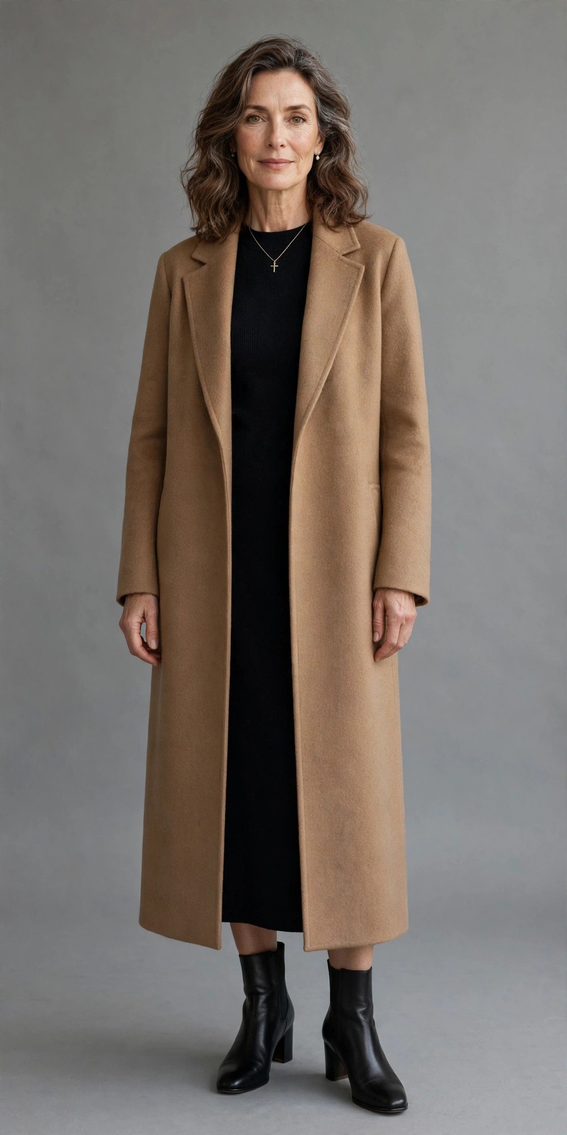 Elegant long coat look for church