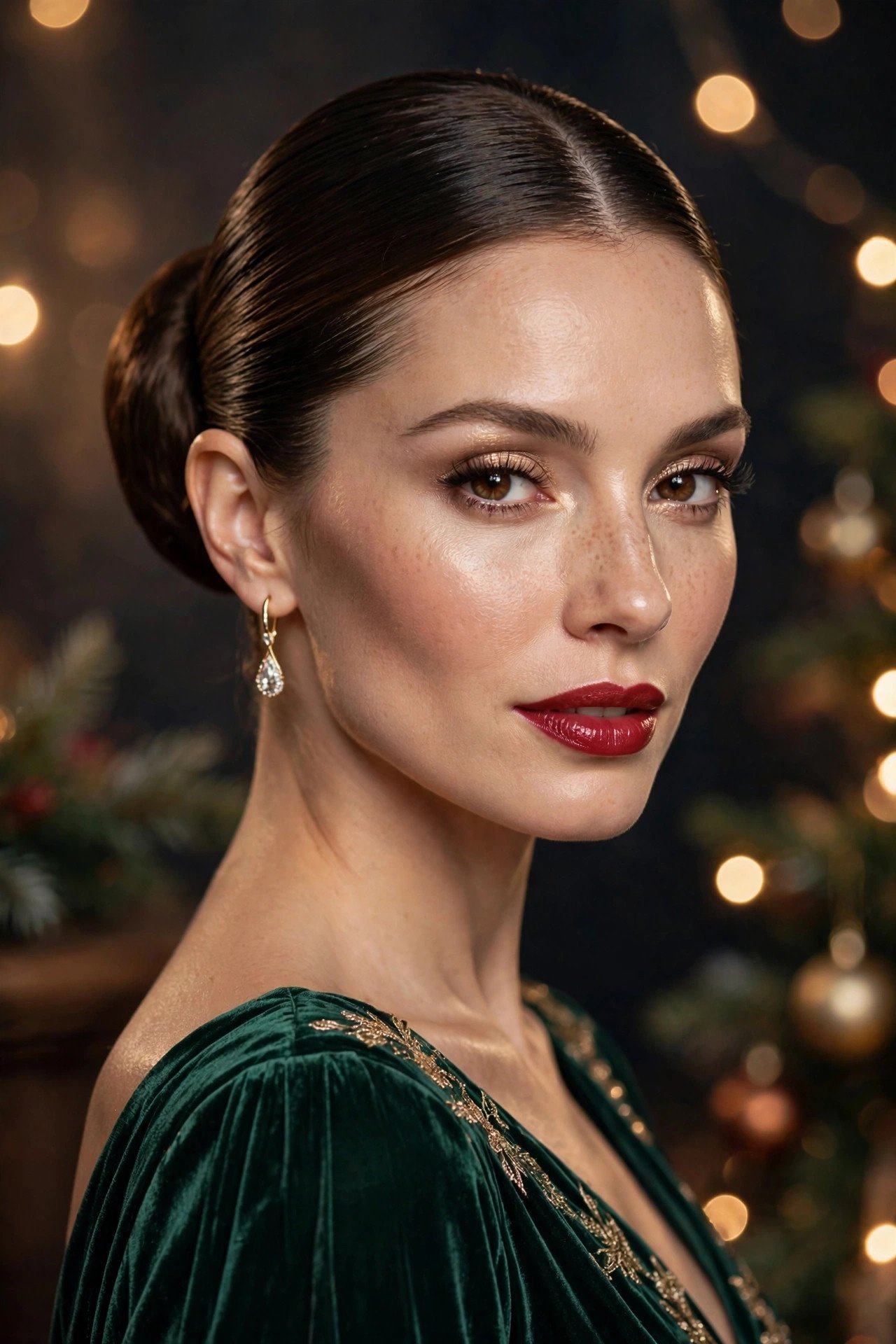 Polished middle part ballerina bun