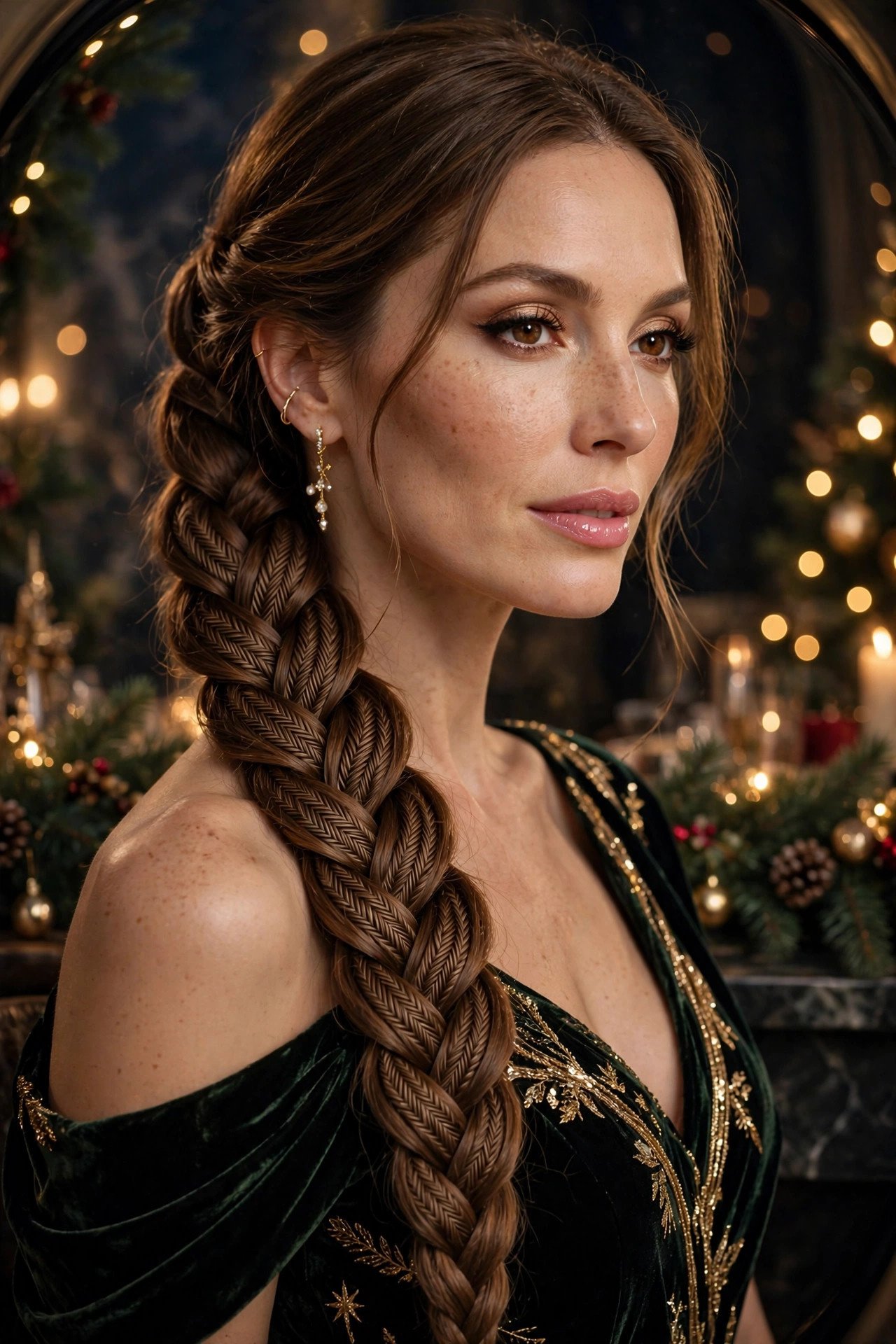 Fishtail braid over one shoulder