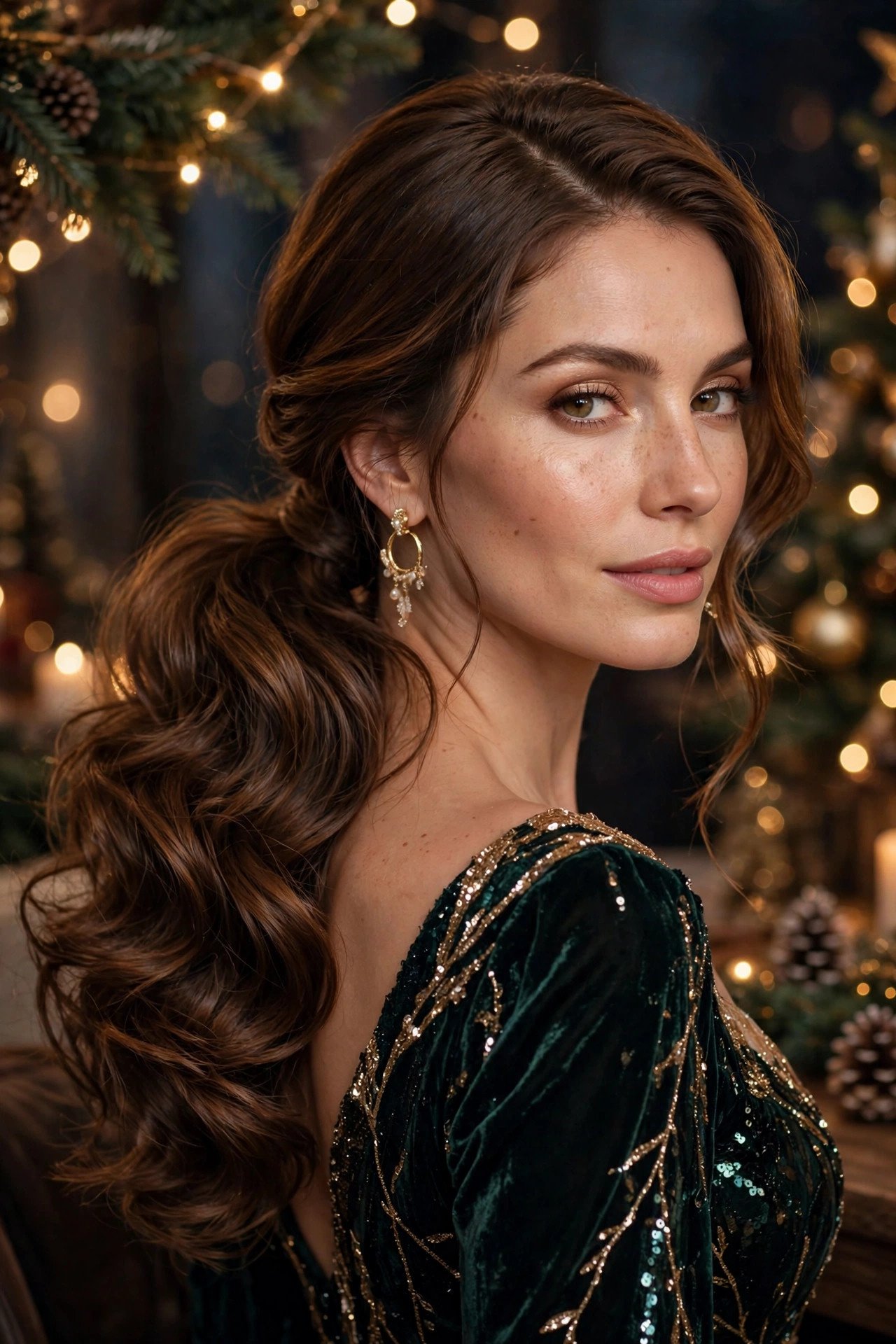 Voluminous side part low ponytail
