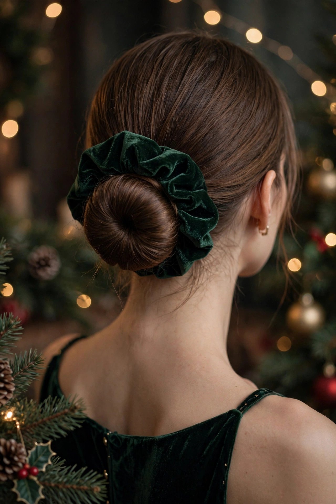 Velvet scrunchie sock bun