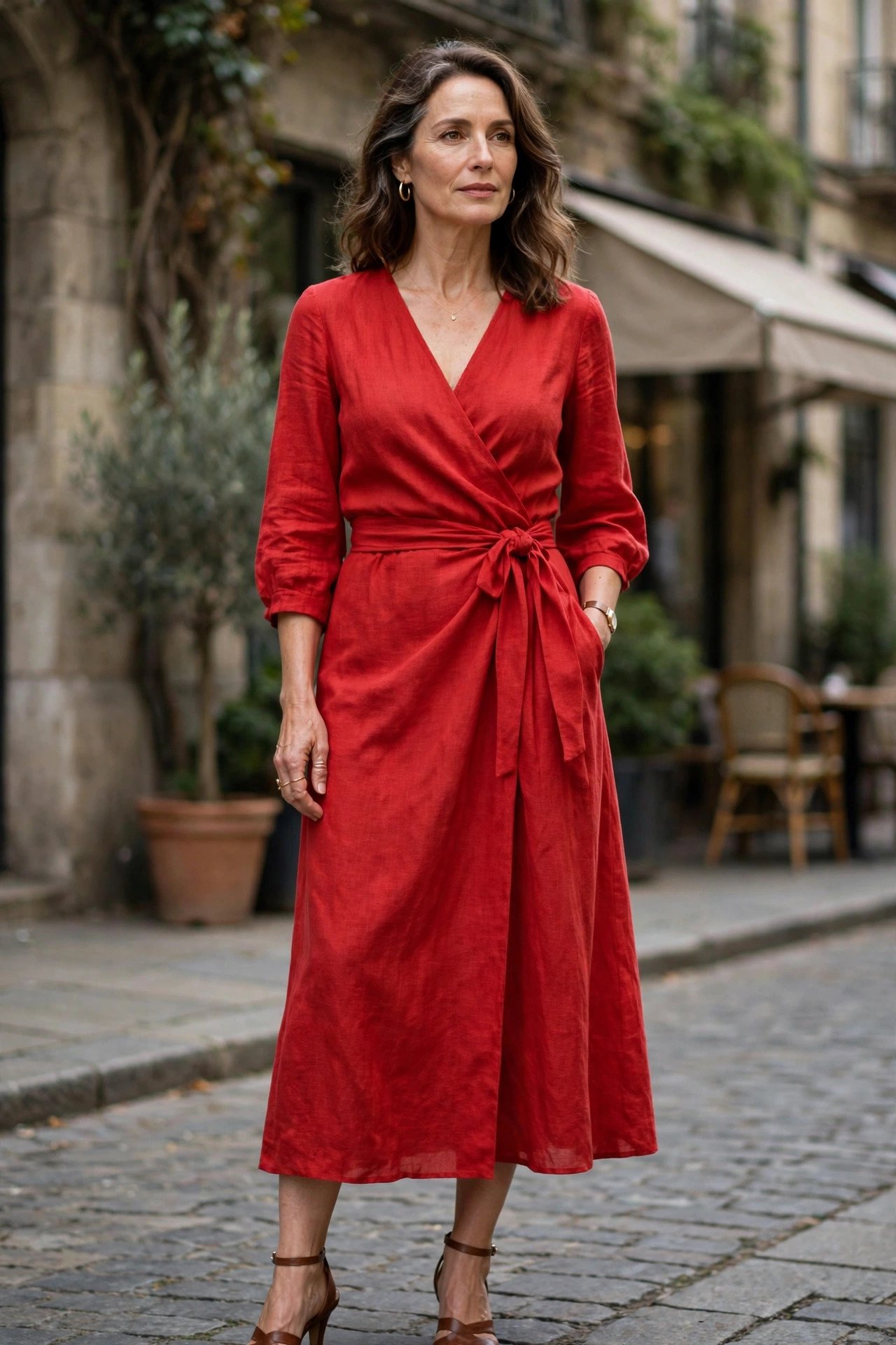 Red wrap dress for Christmas party