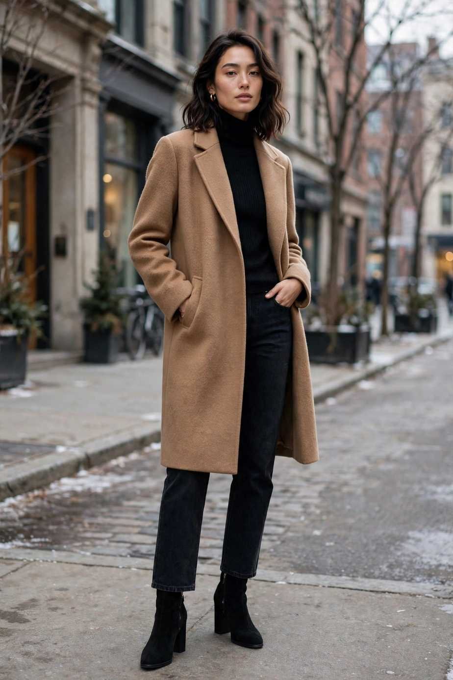 Camel Wool Coat Over Everything