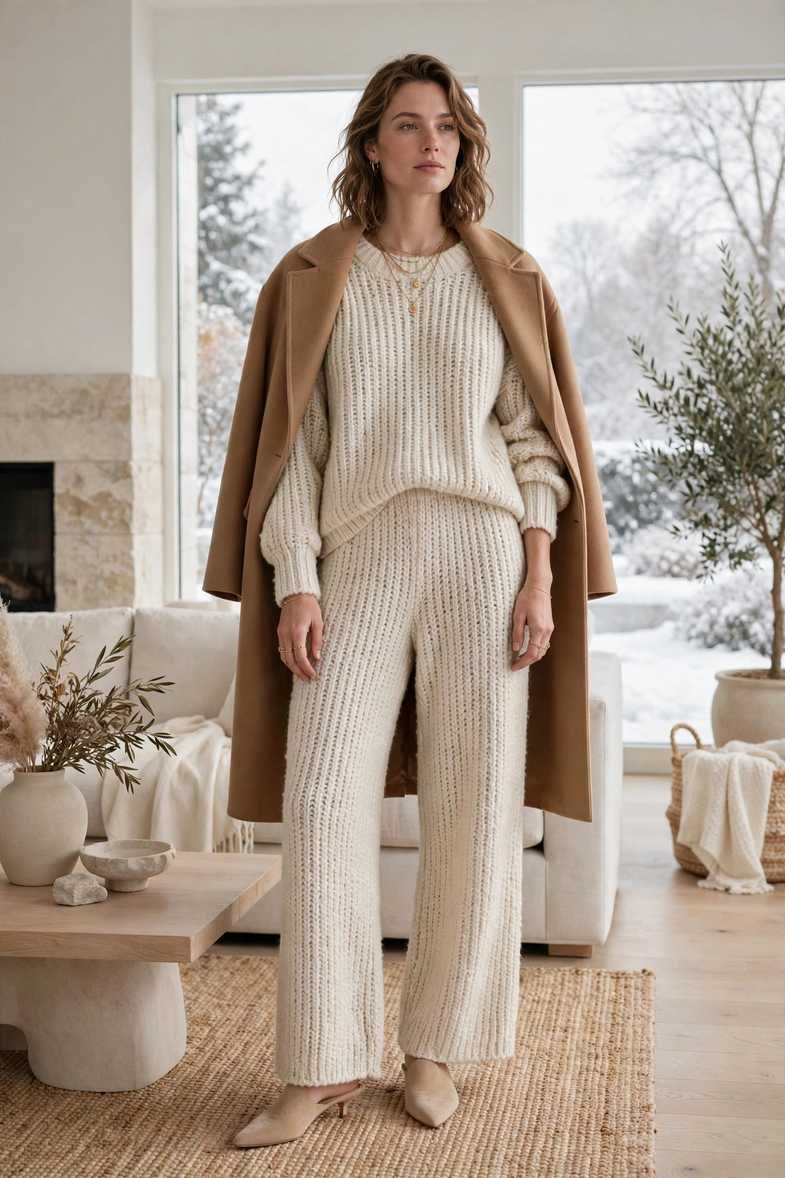 Monochrome Cream Knit Set