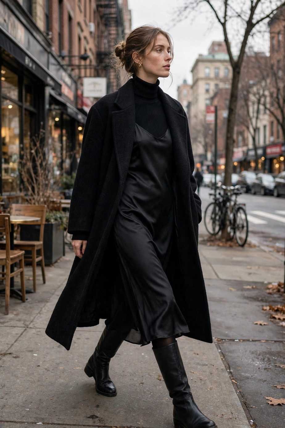Turtleneck Under Slip Dress