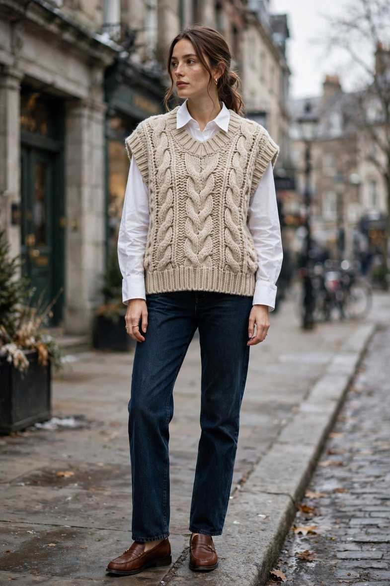 Sweater Vest Over Collared Shirt