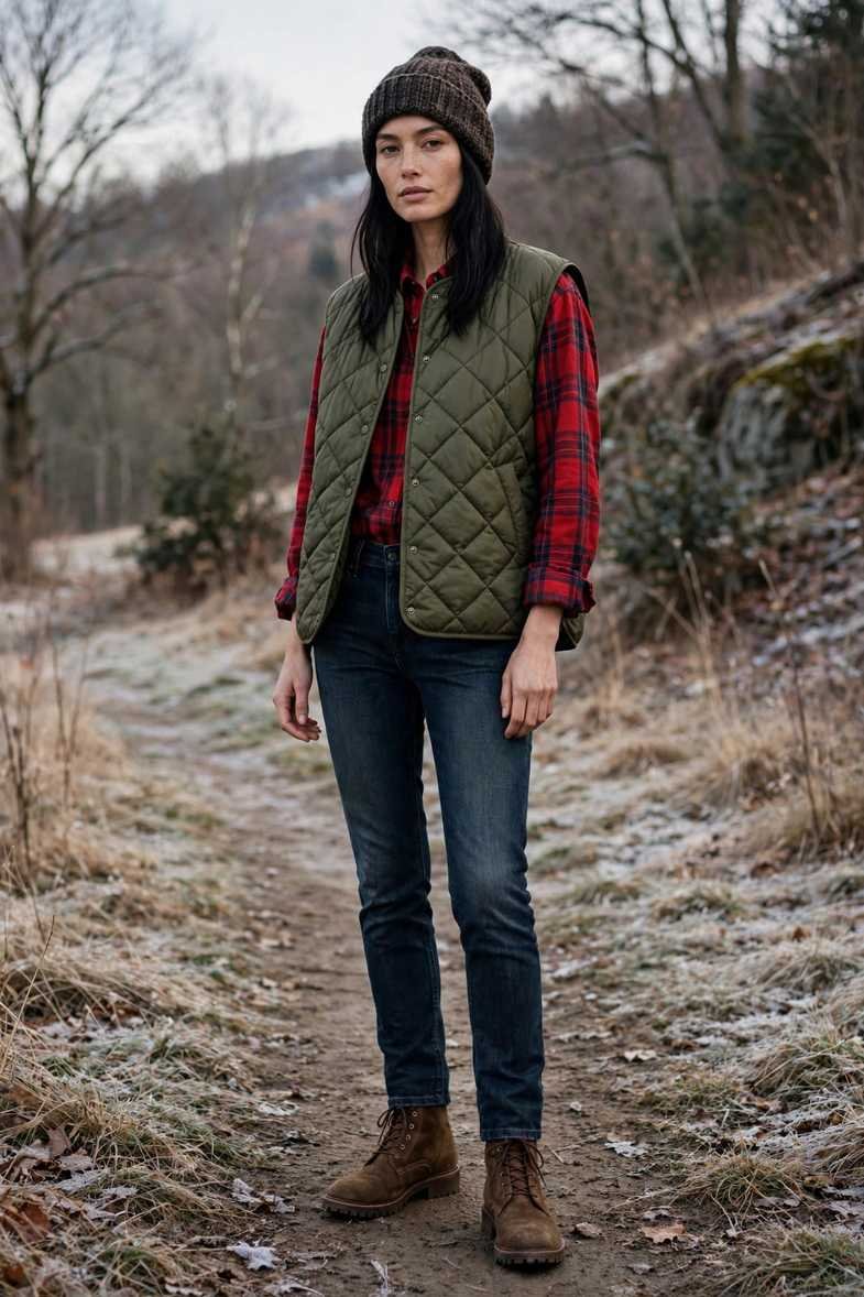 Quilted Vest Over Flannel