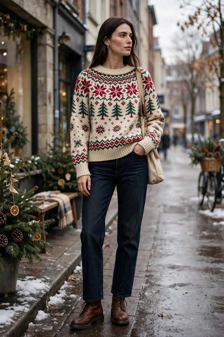 Fair Isle Sweater and Jeans