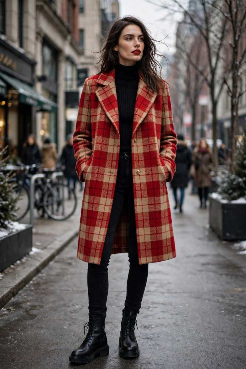Plaid Coat and Black Everything