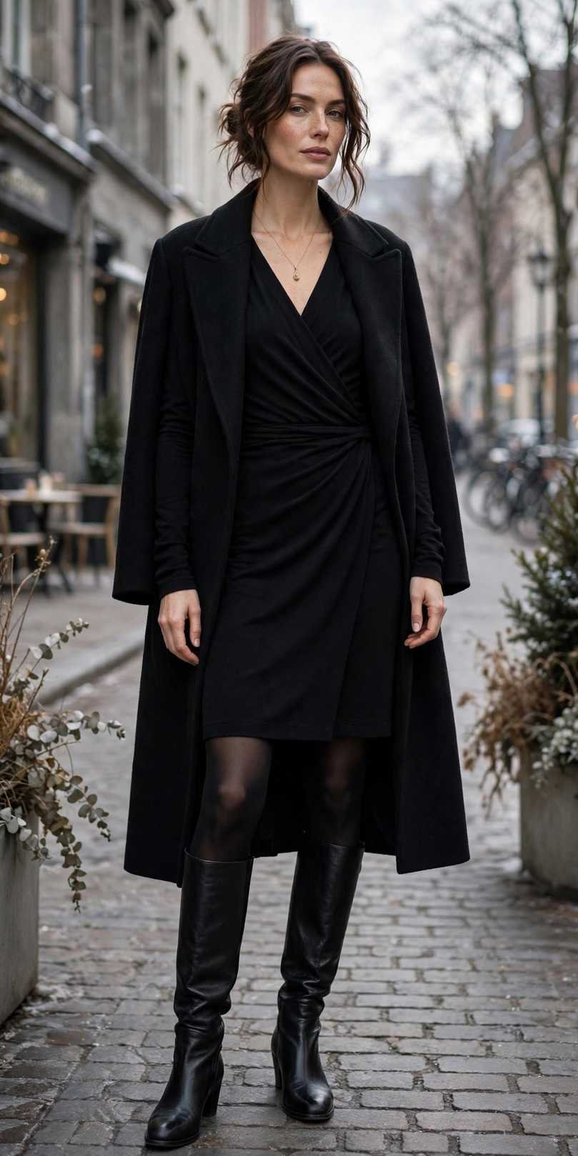 Black Wrap Dress Winterized