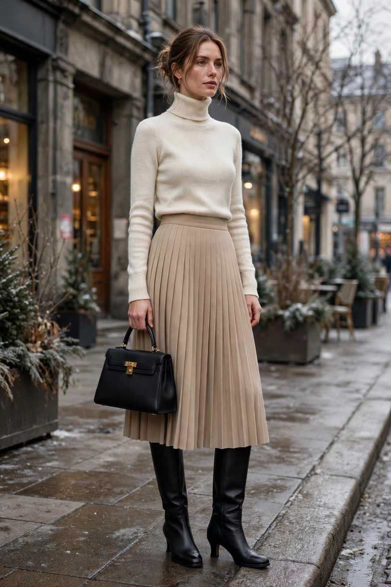 Midi Skirt and Turtleneck