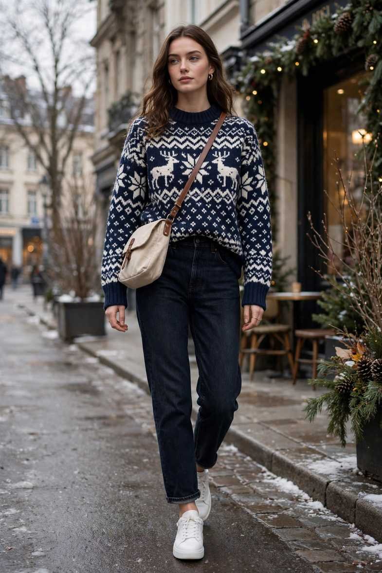 Fair Isle Sweater and Jeans