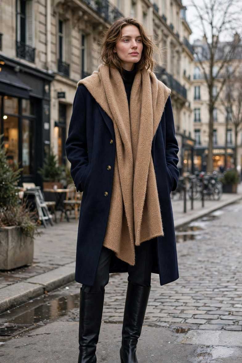 Blanket Scarf and Wool Coat
