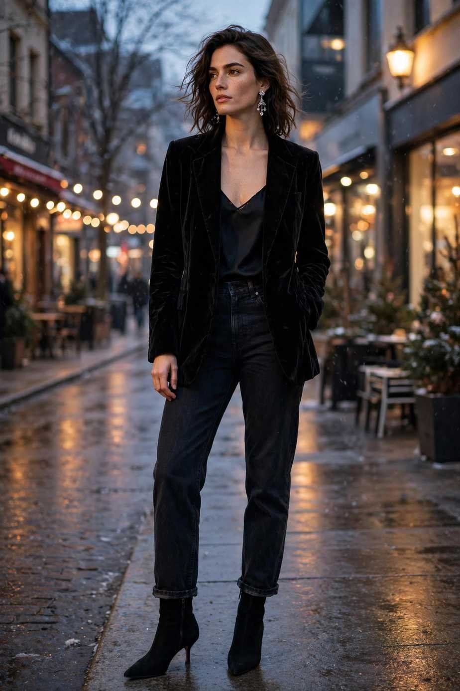 Velvet Blazer and Jeans Night Out
