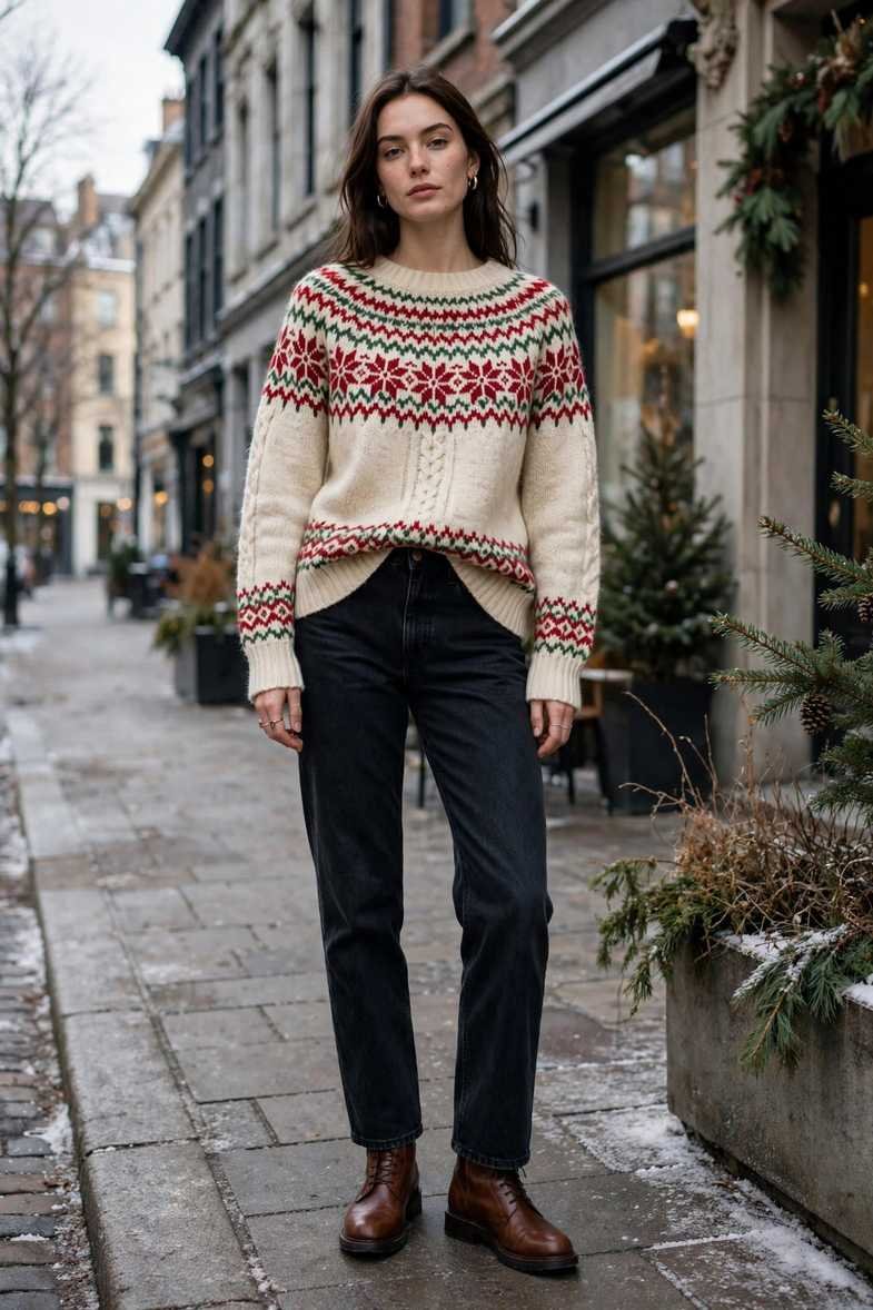 Fair Isle Sweater and Jeans