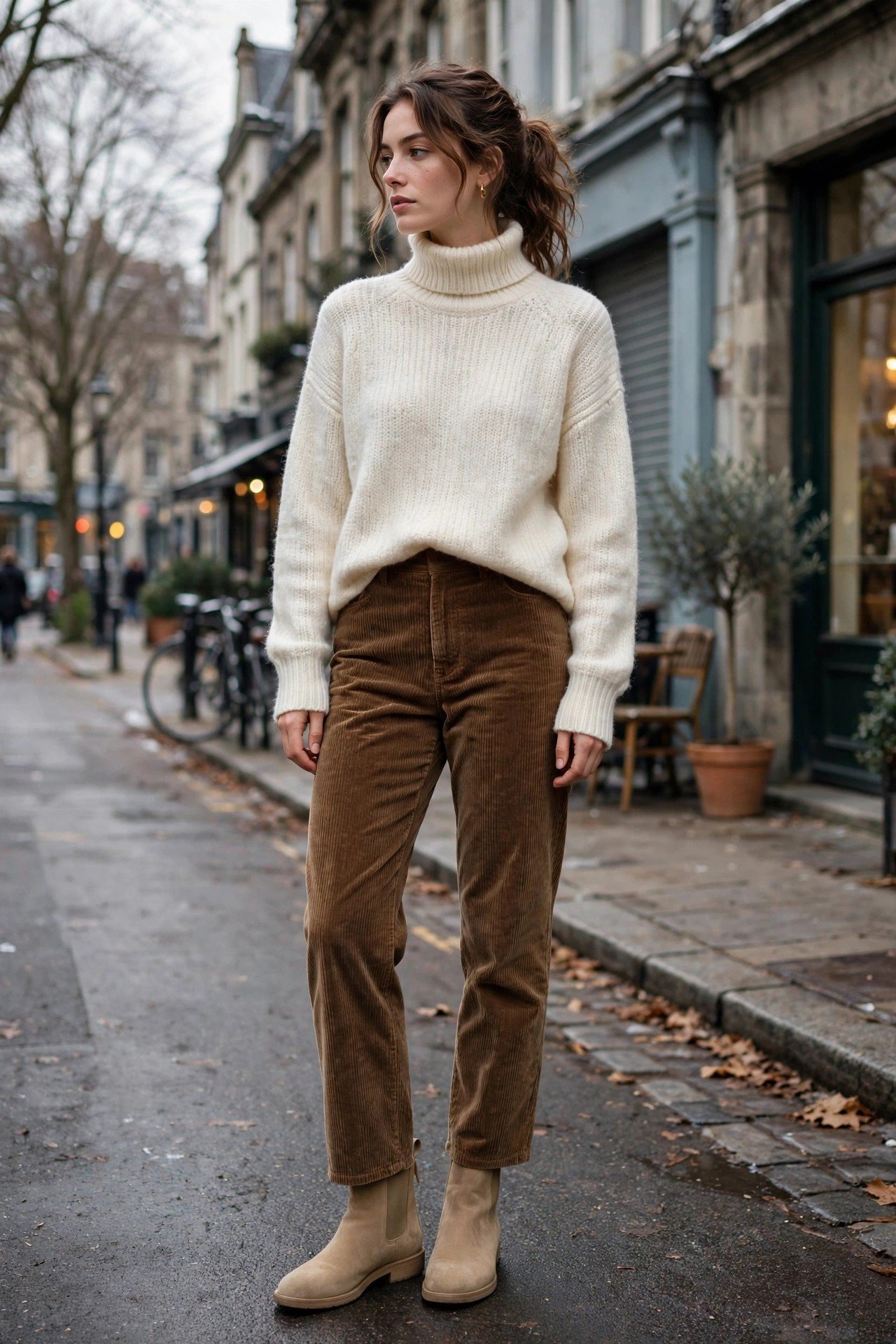 Corduroy Pants and Turtleneck