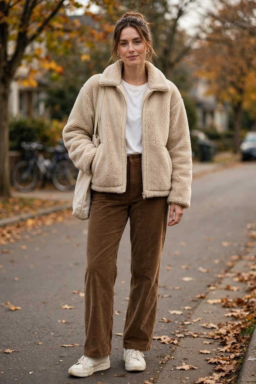 Discounted sherpa jacket with corduroys