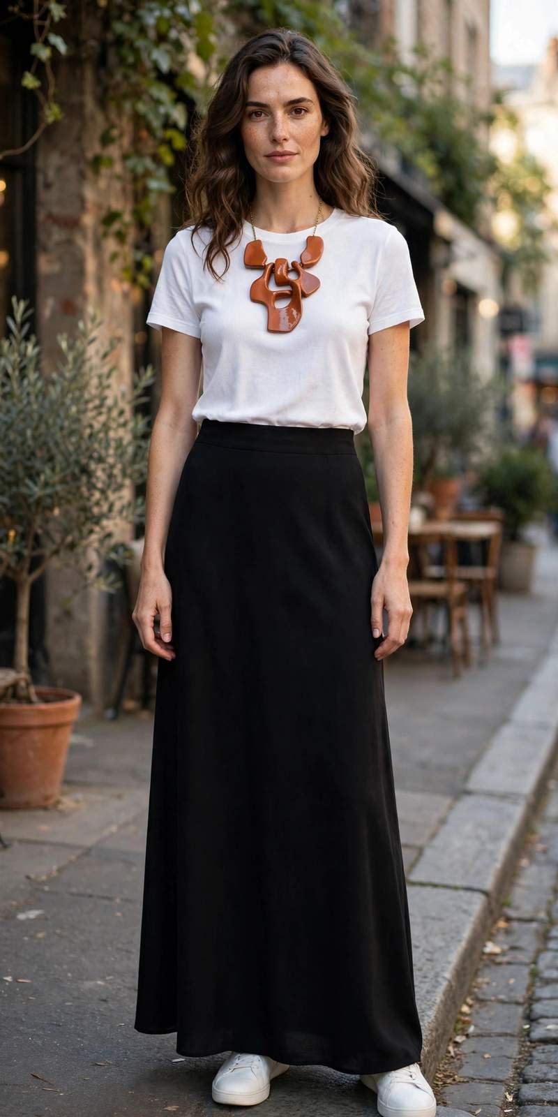 Effortless street style maxi skirt outfit