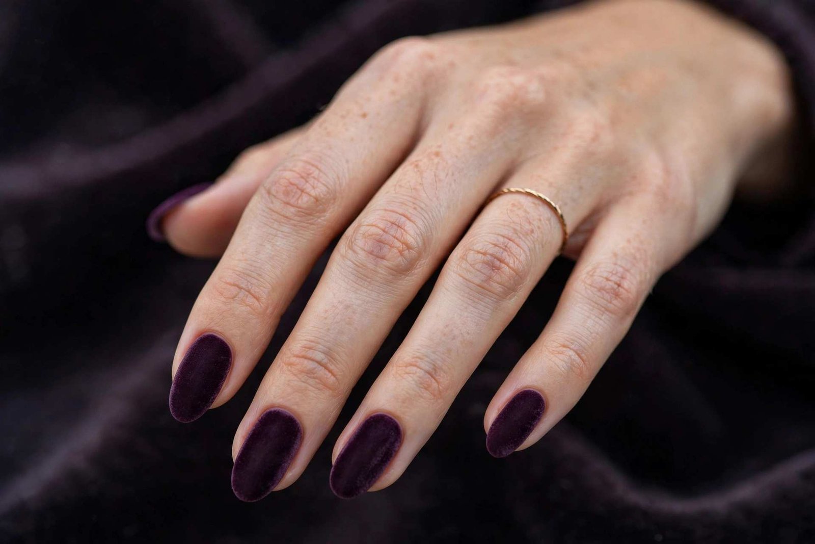 Deep plum velvet matte winter nails