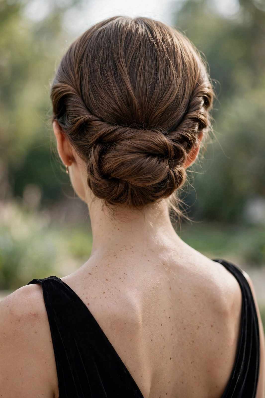 Low chignon with twisted side sections