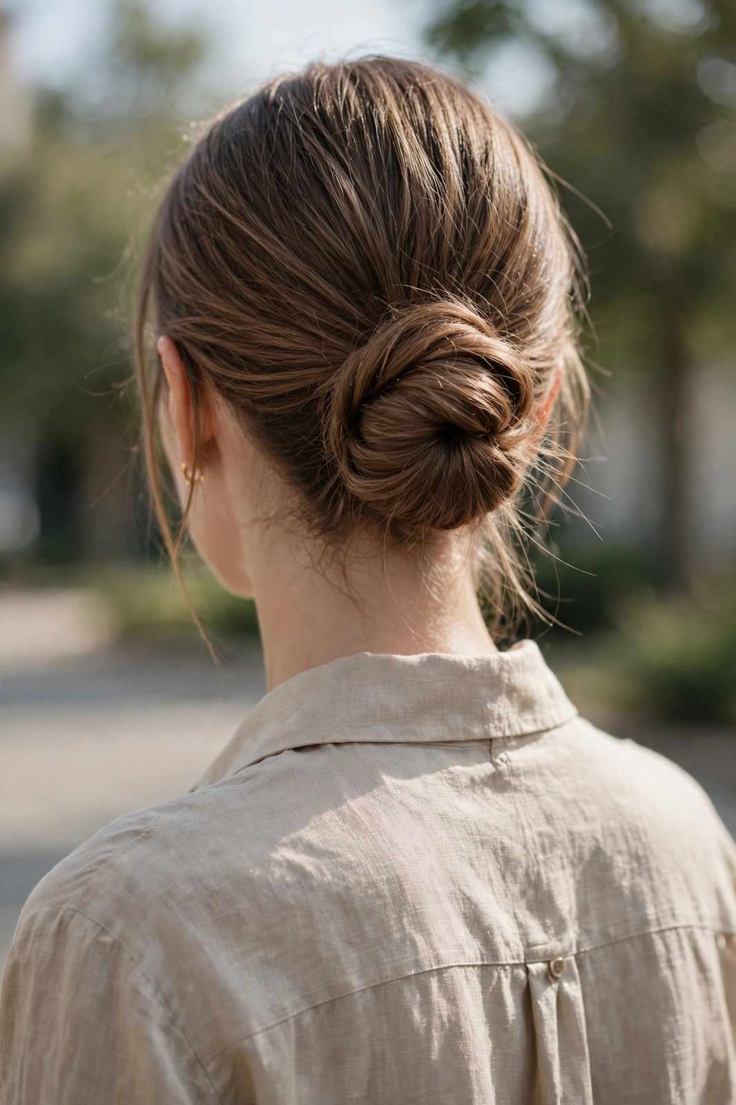 Twisted low bun easy wedding hairstyle