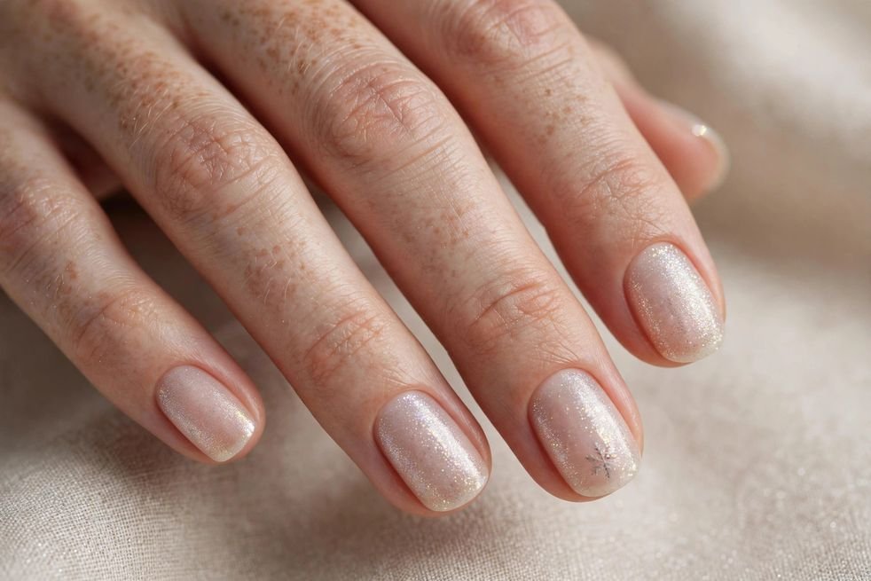 Barely-There Shimmer nail design