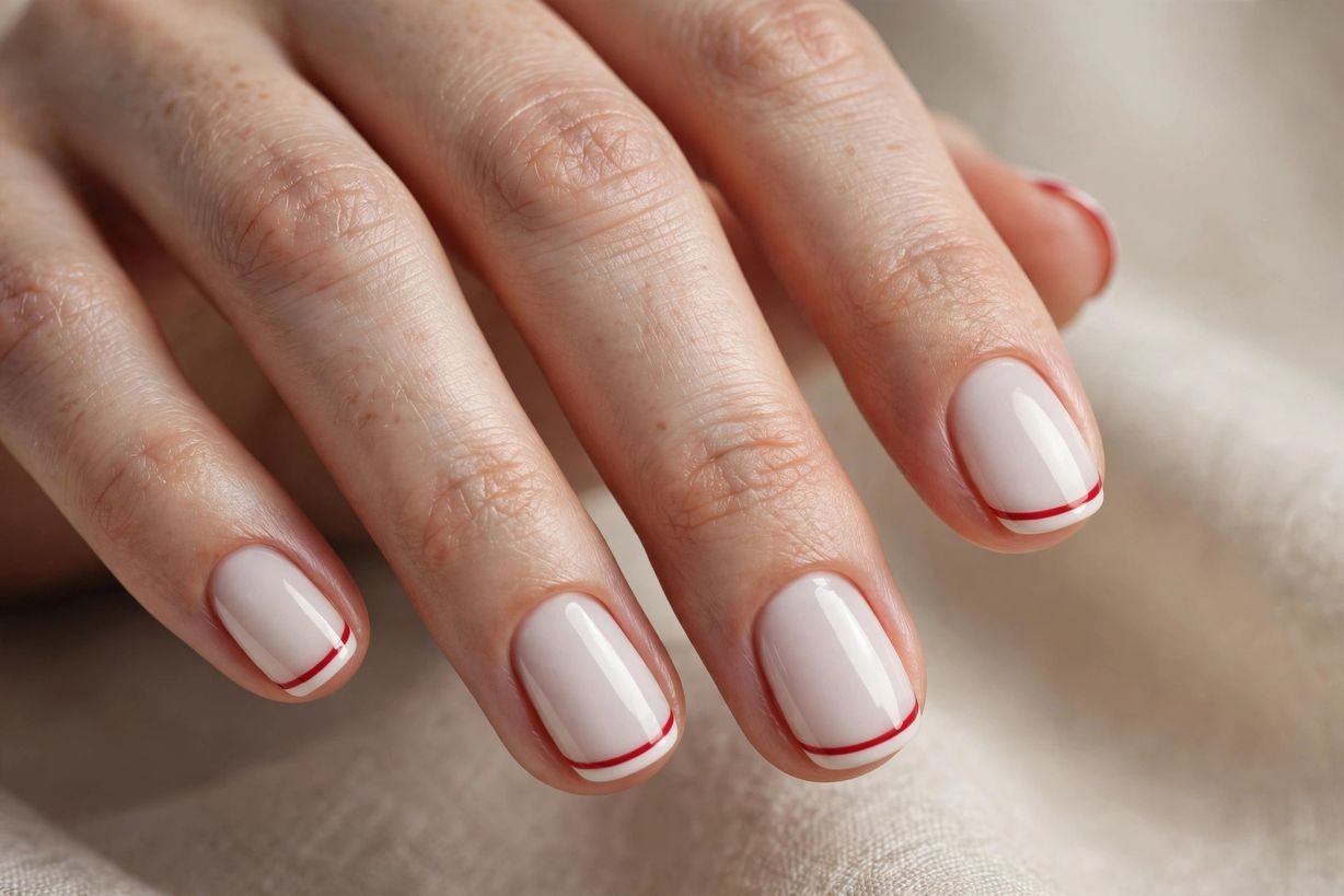 Simple Striped Tip nail design