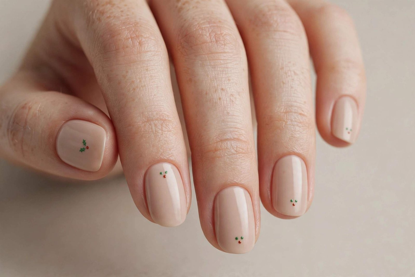 Minimal Holly Dot nail design