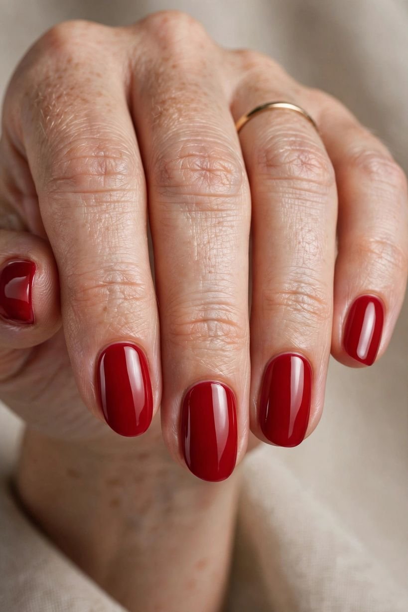 Classic Red Cream nail design