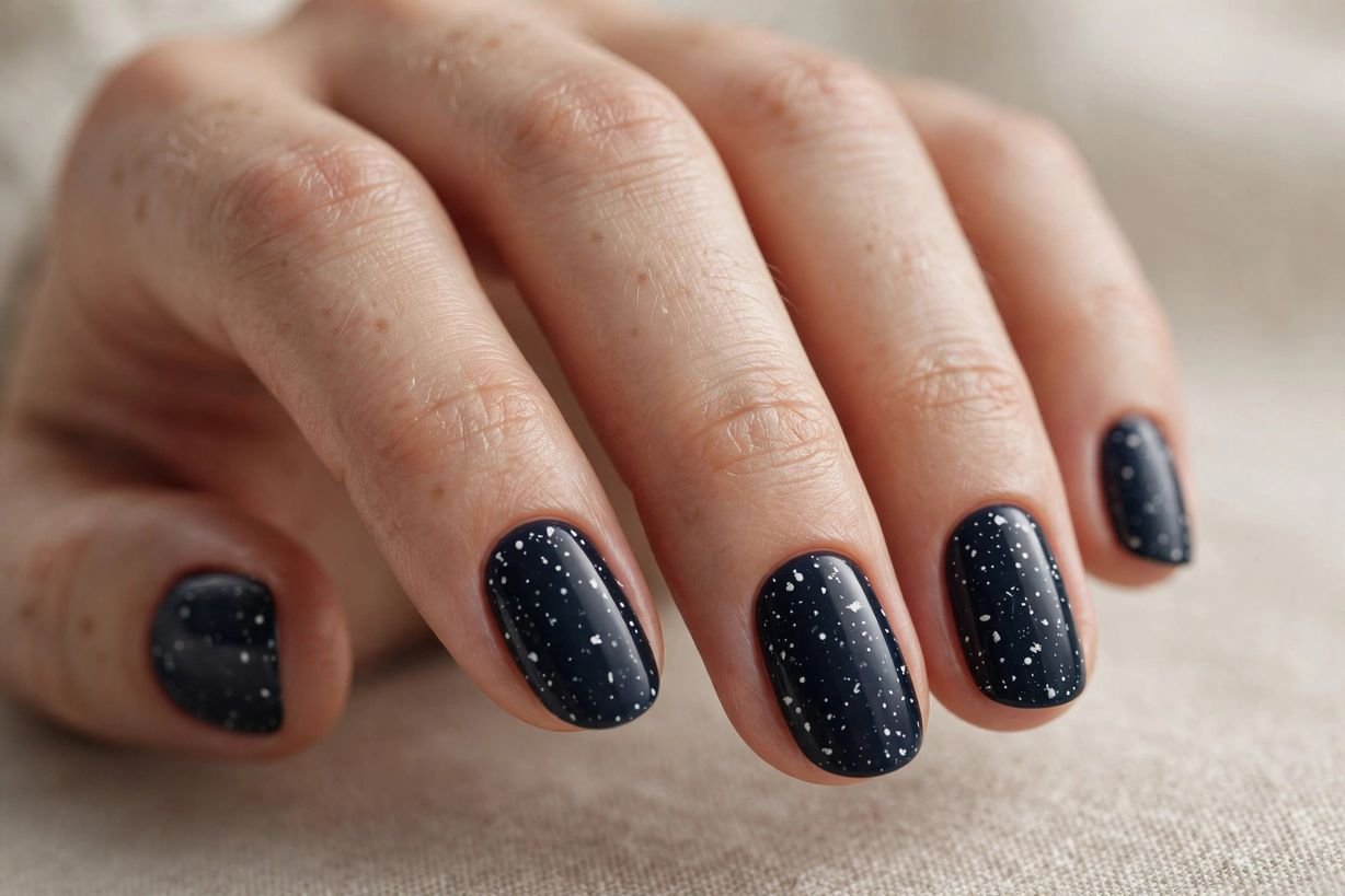 White Dot Snow nail design