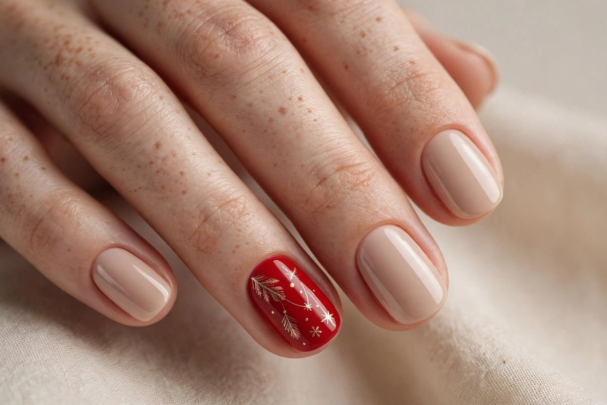 Single Red Accent nail design