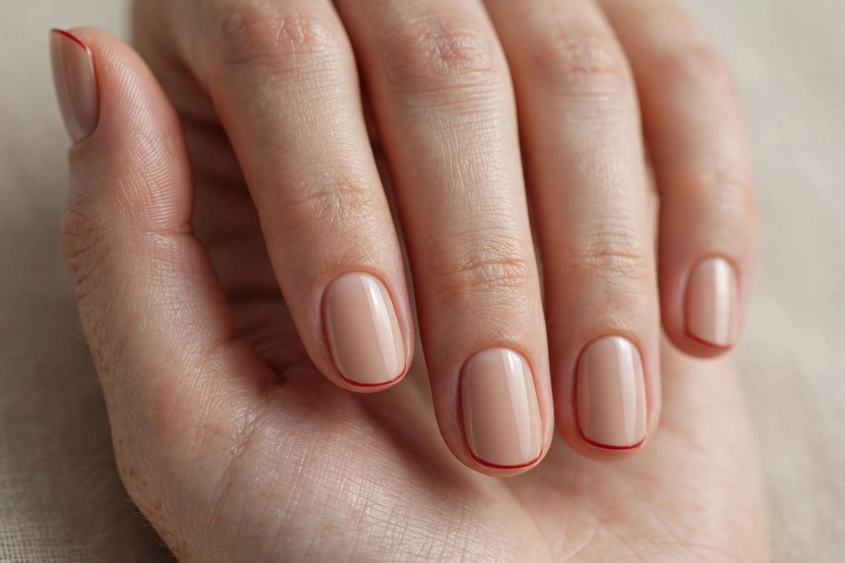 Red French Minimal nail design