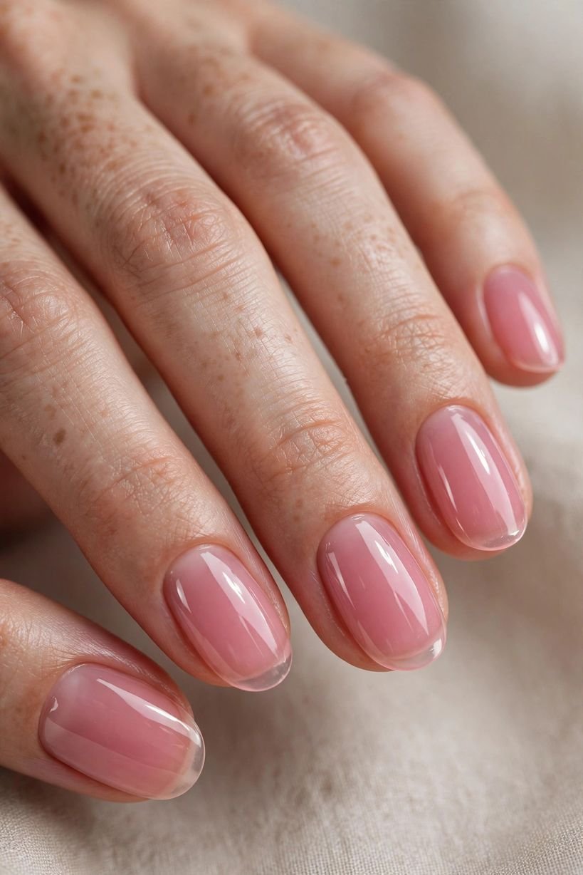 Sheer Pink Shine nail design