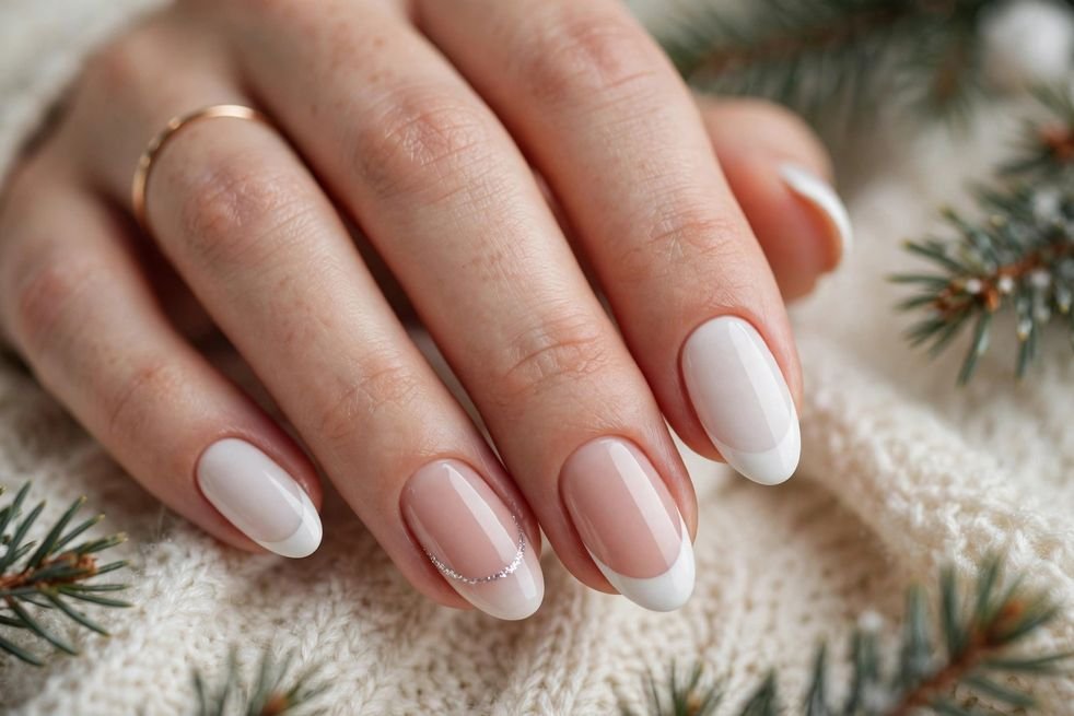 White French with a Twist nail design