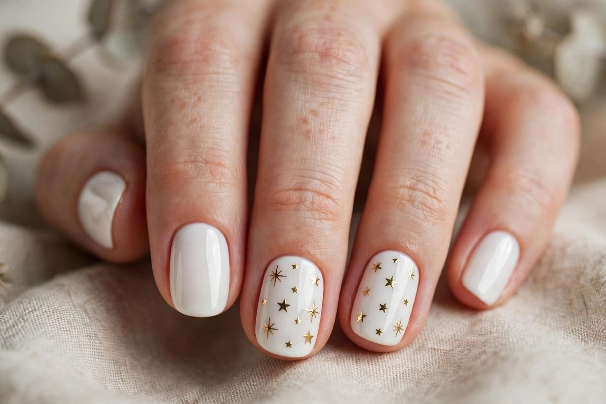 White Star Accents nail design