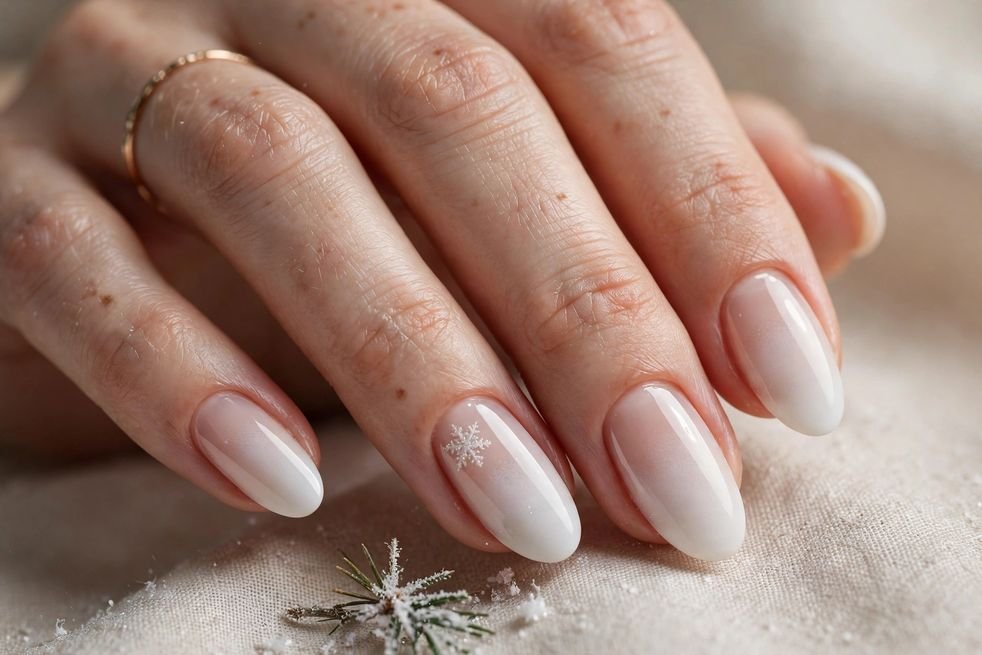 White Ombré Fade nail design