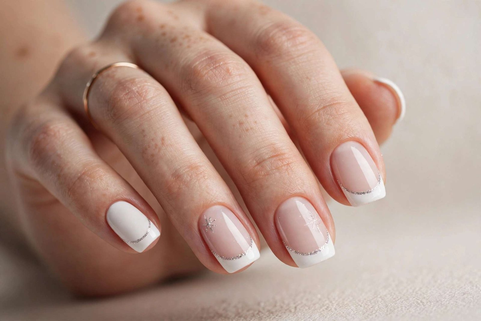 White French with a Twist nail design