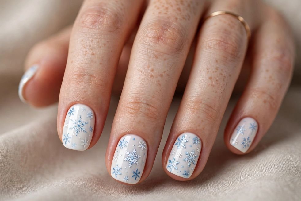 Snowflake White Art nail design