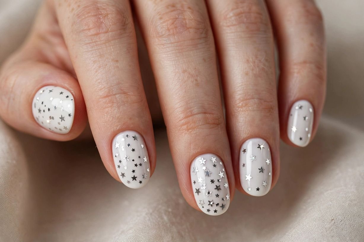 White Star Accents nail design