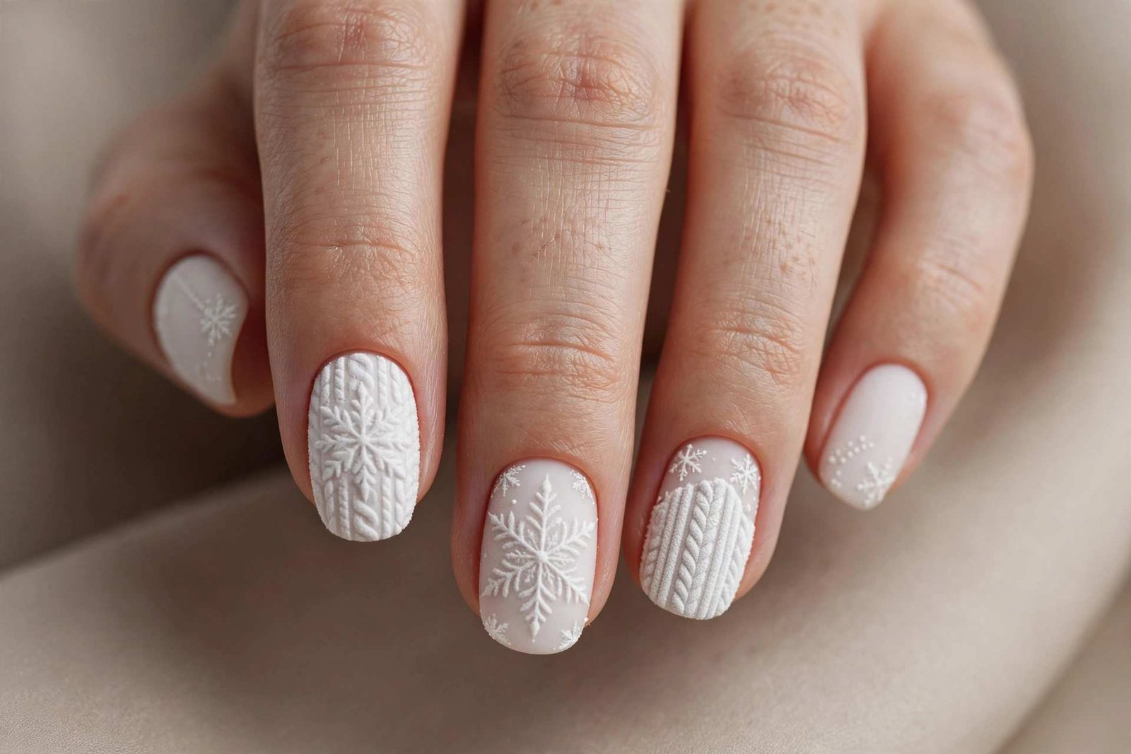 Frosted White Matte nail design