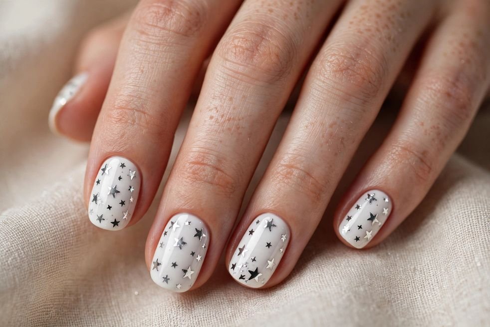 White Star Accents nail design
